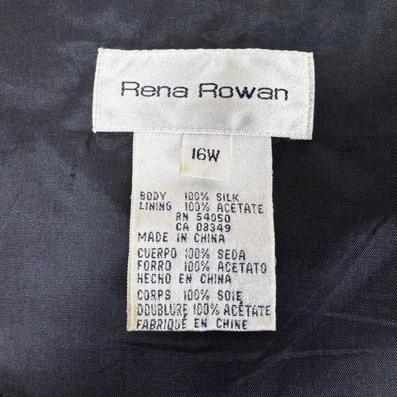 Rena Rowan Silk Blouse Women's 16W Black Pink Floral Embroidered Sleeveless Top - Picture 4 of 11